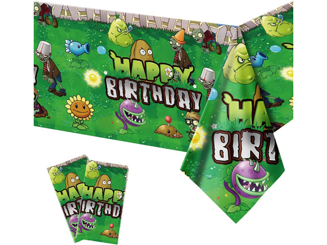 deenor 2Pcs Plants Zombies Tablecloth Disposable Tablecover Birthday Party Supplies and Decorations for Kid Boy Baby Shower Rectangle Tables...