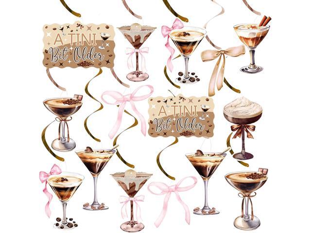 YTHETM Espresso Martini Party Hanging Swirl Decor A Tini Bit Older Birthday Decorations Tini Bar Party Ceiling Streamers for Martini Bow Themed...