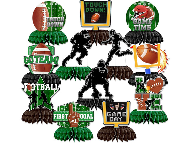 12PCS Football Party Decorations Honeycomb Centerpieces, Football Table Decorations Table Toppers for Gameday Tailgate Birthday Party Supplies