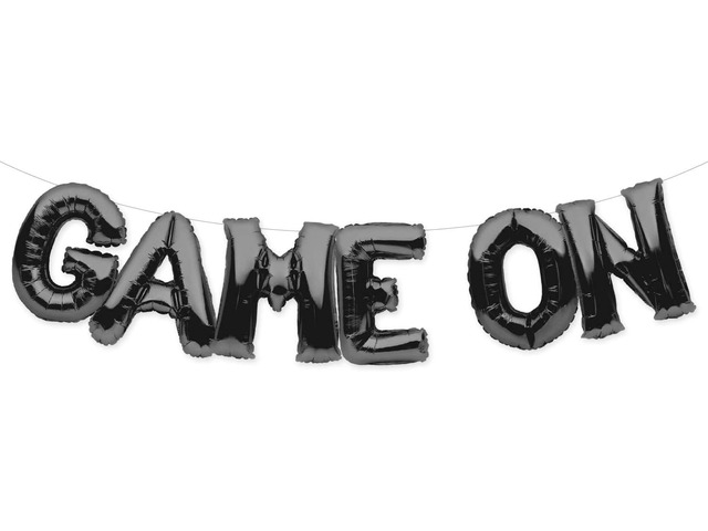 PartyForever GAME ON Balloons Banner Black Game Themed Birthday Party Decoration and Supplies Sign