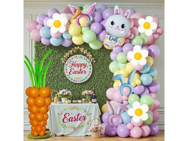 162 Pcs Easter Balloon Arch Garland Kit with Carrot Bunny Balloons for Spring Party Supplies Baby Shower Girls Birthday Egge Hunt Party Decorations