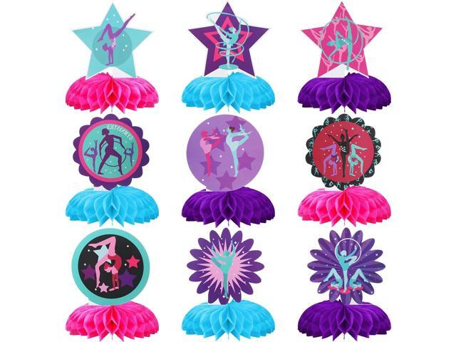 9 Pieces Gymnastics Party Decoration Gymnastics Party Centerpiece Gymnastics Birthday Honeycomb Centerpiece Table Topper for Birthday Baby Shower...