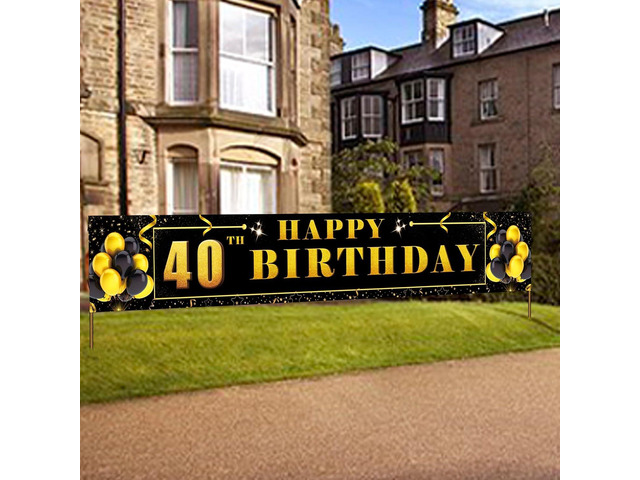 Happy 40th Birthday Background Banner 118.2'X19.7' Super Large Birthday Sign Poster for Men and Women Anniversary Party Photo Booth Background...