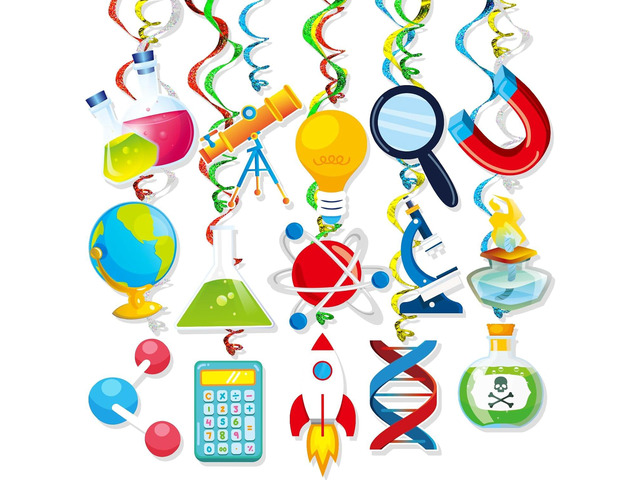 Science Swirl 30 Pack Science Party Decoration Scientist Lab Theme Birthday Supplies Hanging Swirl Spiral Streamers (Science)