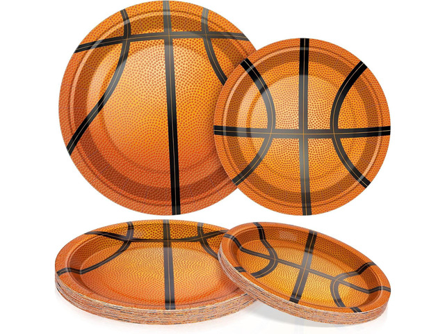 durony 60 Pieces Basketball Paper Plates Disposable Party Plates 7 Inches and 9 Inches Dessert Dinner Plate for Basketball Themed Birthday Party...