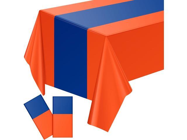 Oudain 4 Pcs Blue and Orange Tablecloth Dragon Party Anime Theme Table Cloth 108 x 54 Inch Plastic Disposable Rectangle Tablecovers for Birthday...