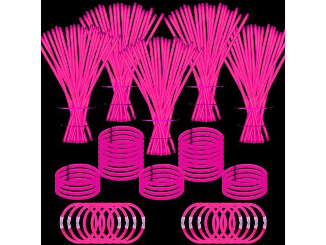 500 PCS Pink Glow Stick Bracelets Necklaces Bulk 8' Glowsticks with Connectors Glow in the Dark Party Supplies Light Up Neon Party Favor for.