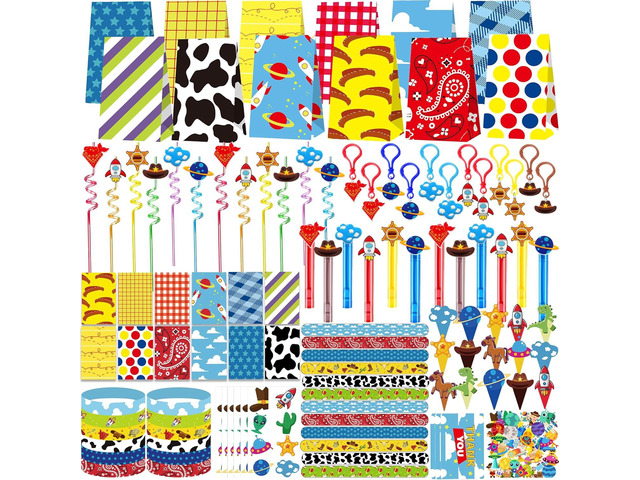 Blue Hydrangea 232 Pcs Cartoon Story Theme Birthday Party Favors Decorations Supplies for Kids Goodie Bag Stuffer Pinata Filler