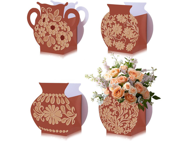 Jingmore 12 Pcs Platos De Barro Mexicanos Cielito Lindo Fiesta Party Decoration Flower Vase Centerpiece Mexican Terracotta Clay Pottery Cinco De...