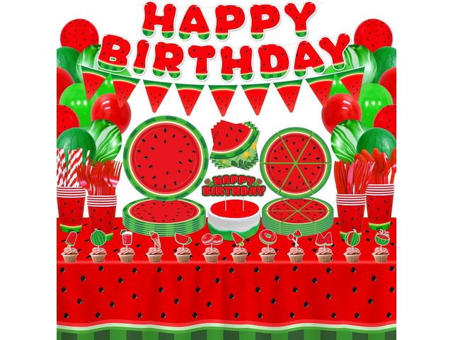 LKITMIUT 224 Pack Watermelon Party Supplies Watermelon Theme Decor One In A Melon Party Decorations Fruit Tableware Set - Cartoon Melon Plates,...
