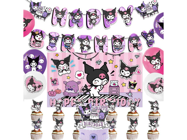42pcs Kuromis Party Decoration Pack IncludesBannerCake TopperBlackdrop,Balloons for Girl Kuromis party supplies