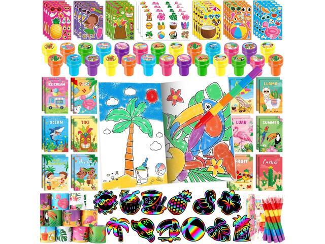 BenLouis 96Pcs Hawaiian Luau Party Favors Aloha Summer Tiki Theme Coloring Books Crayons Sticker Set Bulk for Kids Beach Pool Birthday Goodie Bag...