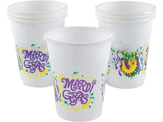 Fun Express - Mardi Gras Disposable Cups for Mardi Gras - Party Supplies - Drinkware - 50 Pieces