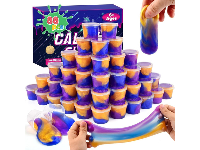 Slime 88 Pack Galaxy Slime Kit, Slime Advent Calendar Party Favors for Kids, Non Sticky, Soft Sludge Toy Mini Slime Bulk for Boys Girl, Birthday...