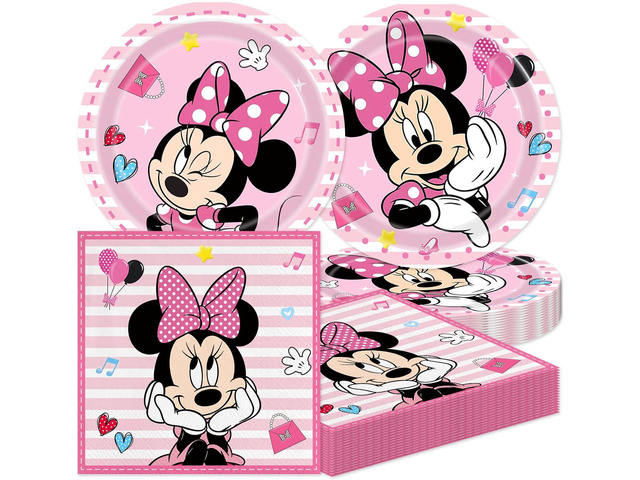 40Pack Minnies Birthday Party Supplies include 20 plates, 20 napkins for Minnies party Decoration