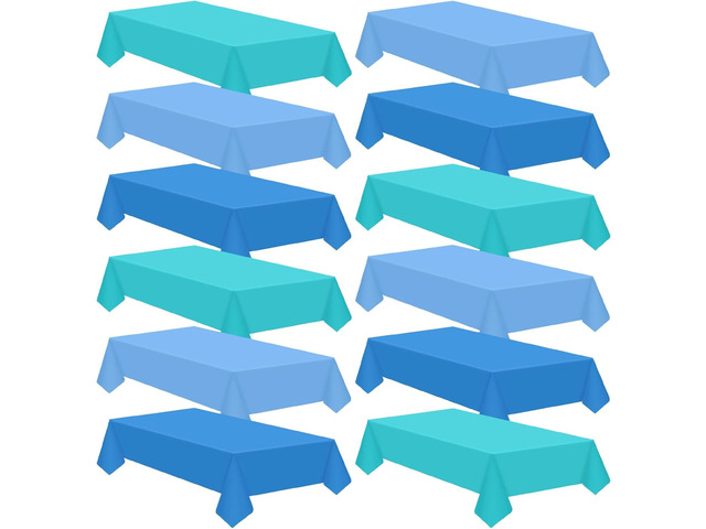 12 Pcs Ocean Tablecloth Disposable Plastic Tablecloth Waterproof Table Cover for Rectangle Sea Table Cover for Surf Ocean Pool Party Birthday...