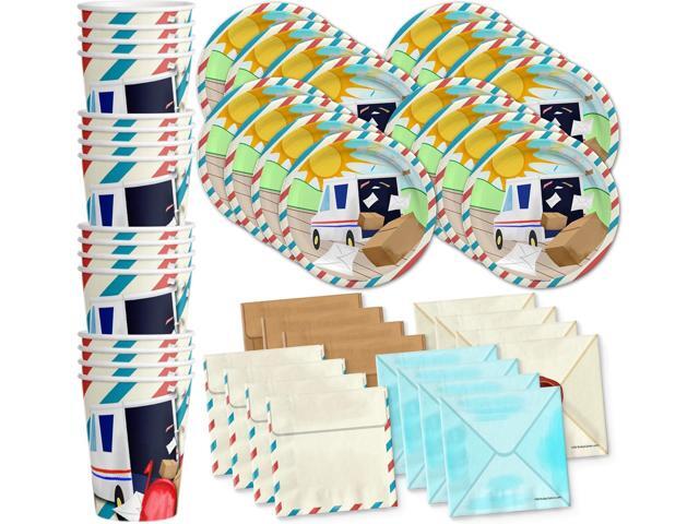 Mailman Birthday Party Supplies Set Plates Napkins Cups Tableware Kit for 16