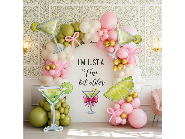 Lemonade Martini balloon garland arch kit A Tini Bit Older Party decorations 130pcs Pink green white balloons martini glass mylar balloon for...