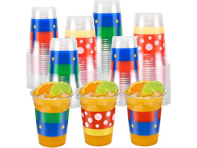 60 Pcs 16oz Blue Red Party Decorations Cups, Cartoon Theme Disposable Cups Themed Birthday Drinkware Supplies & Holiday Party Coffee Wine Tea Drinks