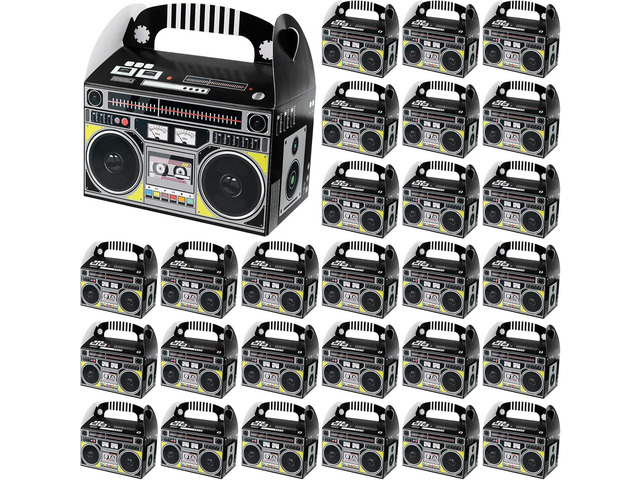 XGOOD 32PCS 80s 90s Boom Box Party Favor Novelty Boom Favor Boxes Party Gift Treat Goodie Boxes Retro Radio Decorations Table Centerpieces for 80's...