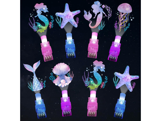 36Pcs Mermaid LED Finger Lights Mermaid Party Favors Glow in the Dark Light Up Finger Lights Ocean Themed Toys Bulk for Under The Sea Birthday...