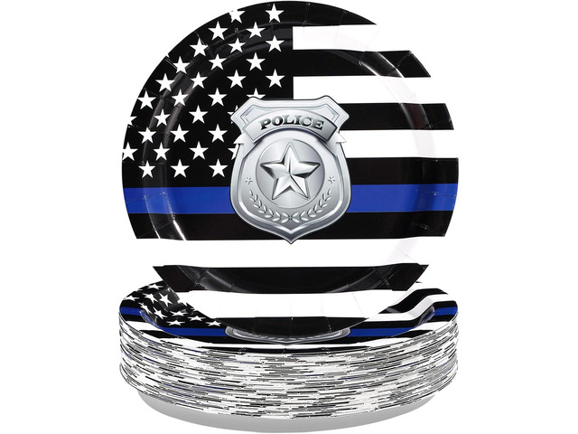 50 Pcs Police Academy Graduate Paper Plates 9' Cop Theme Police Retirement Dessert Plates Disposable Congrats Officer Party Supplies for Law...