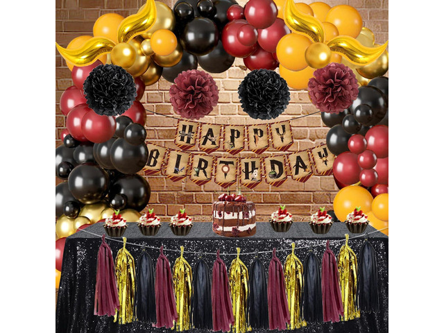 Magical Wizard School Birthday Party Decoration Include Magic Wizard School Balloon Arch Kit, Tassel Flower Ball for Magical Theme Birthday Baby...