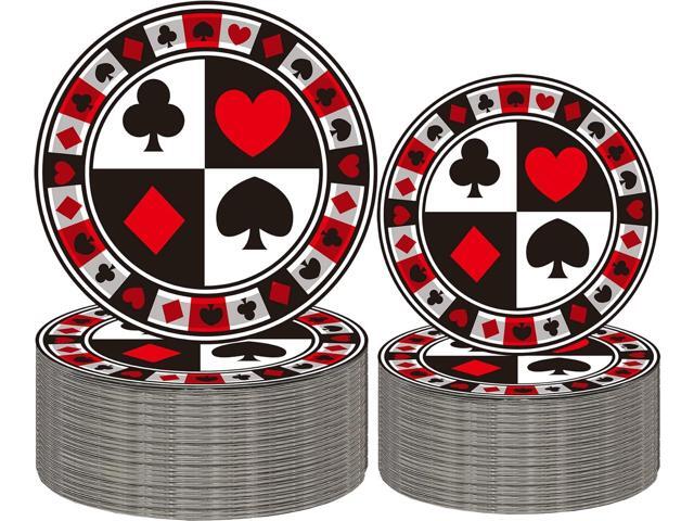 50Pcs Poker Party Supplies - 9' Playing Card Dinner Plates, 7' Casino Plates for Casino Night, Poker Game Theme, Birthday Party Decor