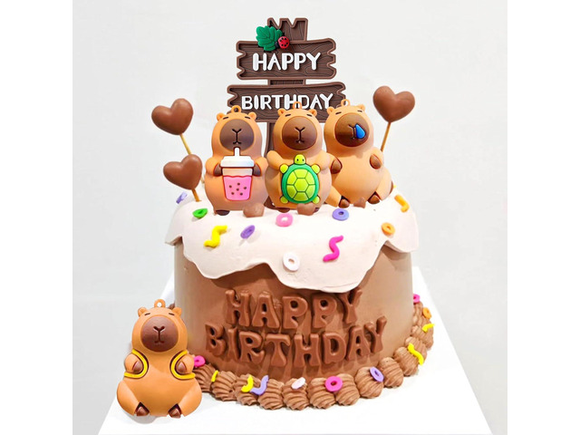 Capy Cake Topper Cute Capy Birthday Decorations Cute Animal Cake Decoration Zoo Animal Happy Birthday Party Supplies Favors Baby Shower Decor