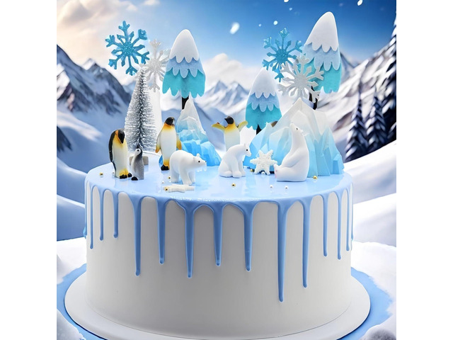 35 PCS Penguin Cake Topper Polar Bears Cake Topper Winter Party Supplies Bear Cake Decoration