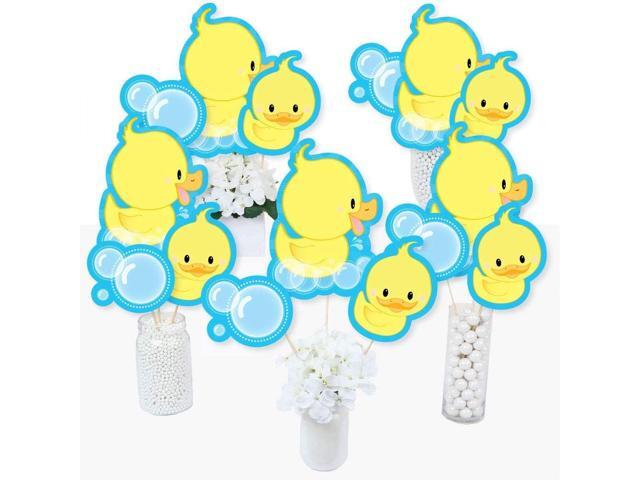 Big Dot of Happiness Ducky Duck - Baby Shower or Birthday Party Centerpiece Sticks - Table Toppers - Set of 15