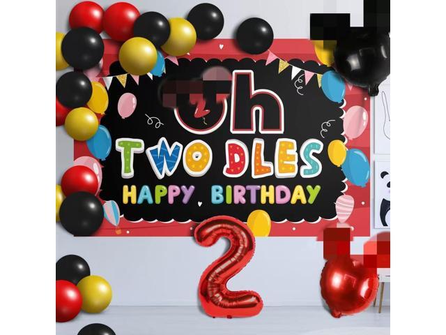 Oh Twodles Balloons Red Set Decor - Happy 2nd Birthday Party Theme Banner Backdrop Second Birthday Decorations For Baby Shower Supplies