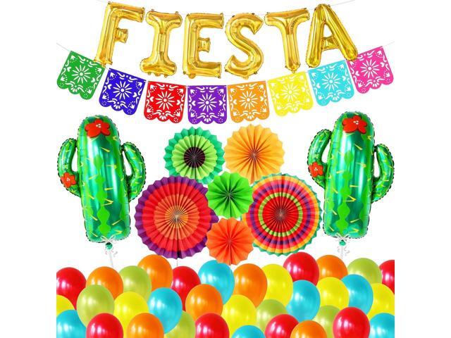KatchOn, 50 Pcs Huge Fiesta Party Decorations - Papel Picado Felt, Fiesta Balloons, Cinco de Mayo Decorations for Party Cactus Balloons Taco.