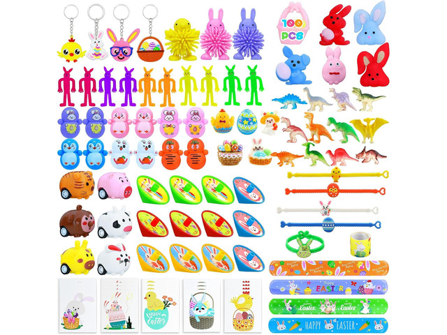 Voiiake Easter Egg Fillers & Basket Stuffer Essentials for Teens Kids, 100Pcs Small Toys & Party Favors for Boys Girls, Treasure Box Toys for...