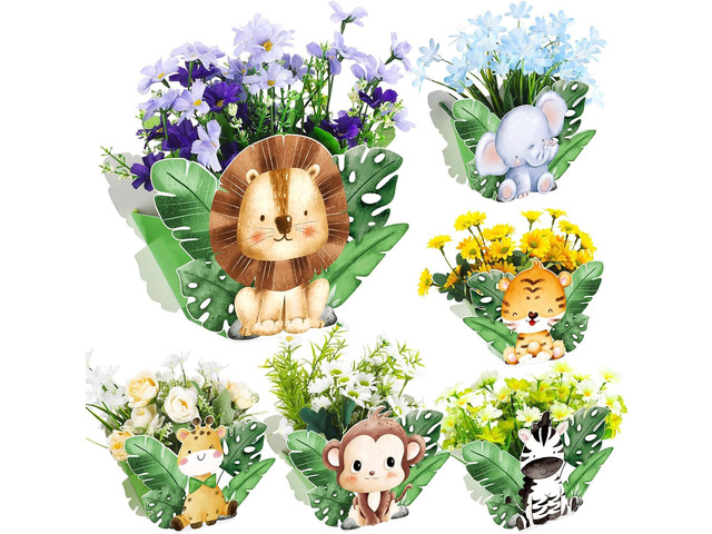 Geyoga 24 Pcs Safari Baby Shower Decorations Jungle Theme Birthday Decorations Jungle Baby Shower Decor Wild Animals Centerpieces Birthday Party...