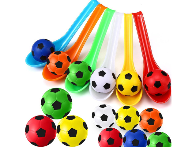 12 Pack Soccer Party Games Spoon Relay Race Toy Set for Teens Adults, Soccer Foam Ball and Spoon Race Game for Sports School Birthday Party...