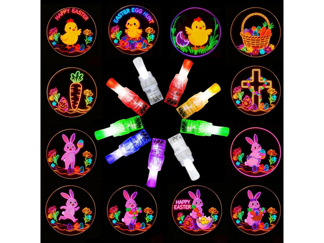 72 Pcs Easter LED Finger Lights for Kids Bunny Egg Party Favors Glow in the Dark Light Up Projector Finger Lights for Birthday Party Goodie Bag...