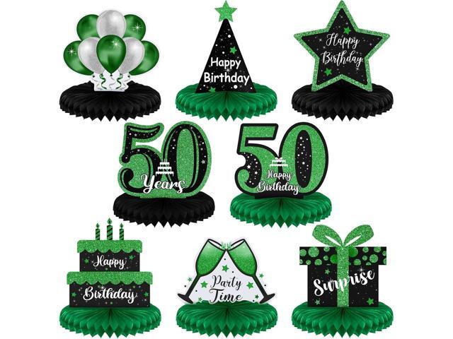 Outus 8 Pieces 50th Green and Black Table Honeycomb Centerpieces 50th Birthday Decorations Red Black Happy 50th Birthday Decorations Centerpieces...