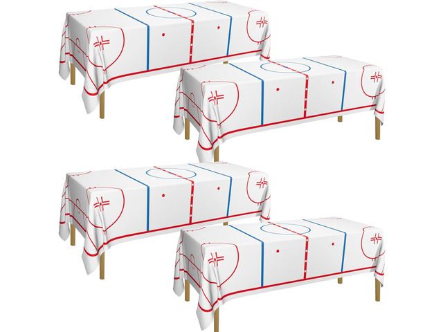 Hockey Table Cloths - 51 x 86 inch Plastic Ice Hockey Rink Table Covers for Sports Event Party Decor