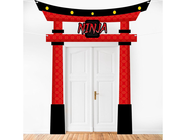 Ninja Birthday Party Decorations Door Banner Party Supplies Kidz Ninja Themed Door Hanging Warrior Theme Backdrop Banner for Kids Boys Girl Karate...