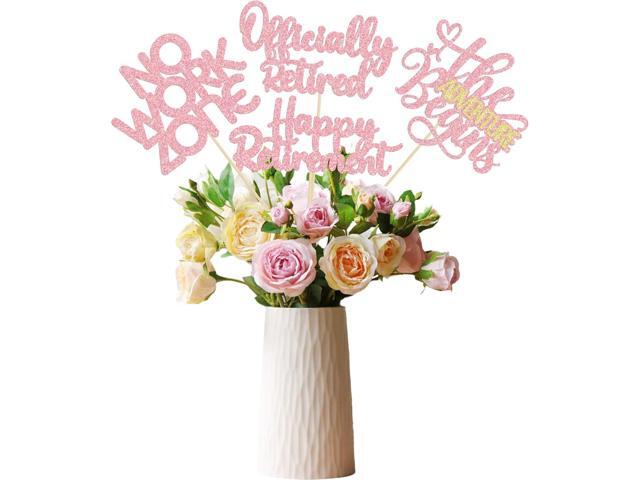 Ephlyn 16Pcs Happy Retirement Centerpiece Sticks Officially Retired Table Flower Centerpieces Sticks No Work Zone Floral Decorations for Farewell...