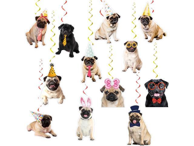 24 Pcs Pug Dog Hanging Decorations Pug Hanging Swirls Ceiling Swirls Pug Birthday Party Supplies for Pug Party Decorations