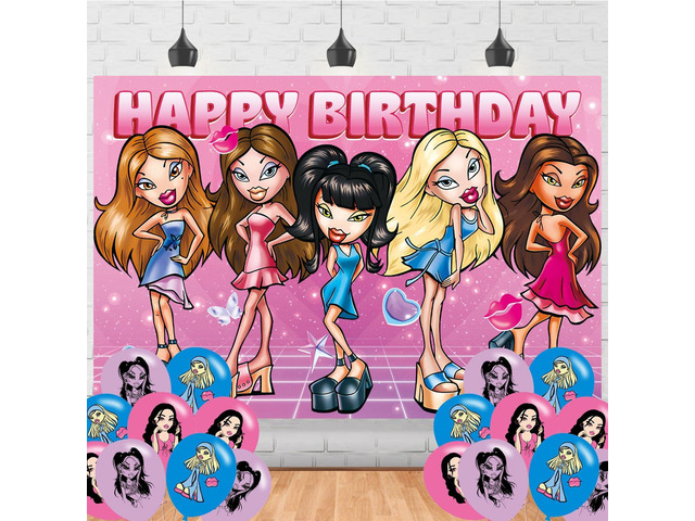 Girl Birthday Party Supplies Backdrop 5x3Cartoon Delicacy Girl Happy Birthday Background Photography Hot Pink Party Decorations Banner Photo Booth...