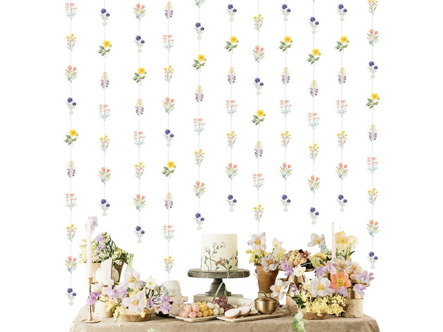 8 Pcs Wildflower Garland Streamers for Birthday Party Baby Shower- Wildflower Themed Party Decorations for Girls Women, Floral Daisy Flower...
