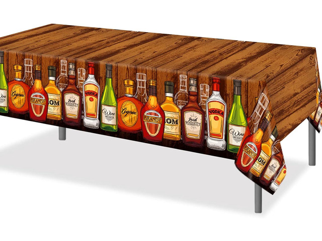 Whiskey Party Tablecover Plastic Whiskey Theme Birthday Tablecloth Aged to Perfection Birthday Party Decorations Supplies, Multi Color