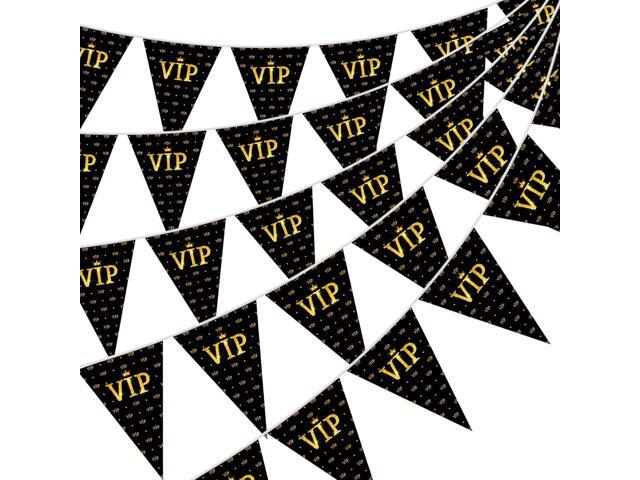 Faccito 5 Pieces 49 ft VIP Pennant Banners Movie Night Decorations VIP Party Triangle Banner Flags Movie Night Bunting for Red Carpet 1920s Theme.