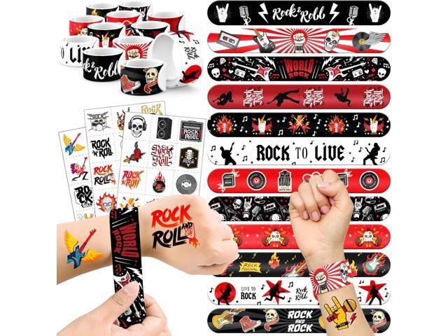 60 PCS Rock and Roll Party Favors Set - 36 Temporary Tattoos & 24 Slap Bracelets for Kids, Perfect for Music-Themed Birthday Supplies, Rock n Roll... 60 PCS Rock and Roll Party Favors Set - 36 Temporary Tattoos & 24 Slap Bracelets for Kids, Perfect for Music-Themed Birthday Supplies, Rock n Roll...