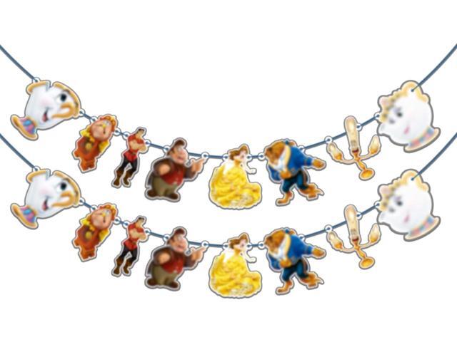 Bauty & The Bast Garland Decoration Fairy Tale Theme Birthday Party Supplies Elegant Hanging Party Banner for Girls Birthday, Wedding, Classroom,.