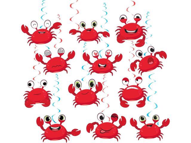 24 Pcs Crab Hanging Swirls Crab Party Decorations Crab Spirals Crab Ceiling Decorations Crab Party Supplies for Crab Birthday Party Ocean Decorations
