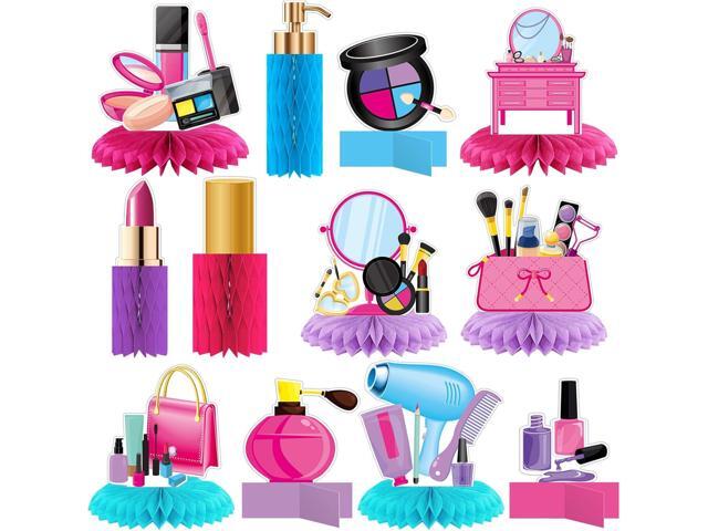 Kosiz 12 Pcs Make up Party Decorations Spa Make up Summer Beauty Party Decorations 3D Table Topper Cosmetics Table Decoration Nail Lipstick.